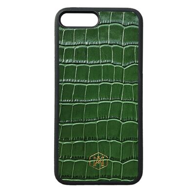Iphone 7 Plus / 8 Plus Cover in Green Embossed Crocodile leather