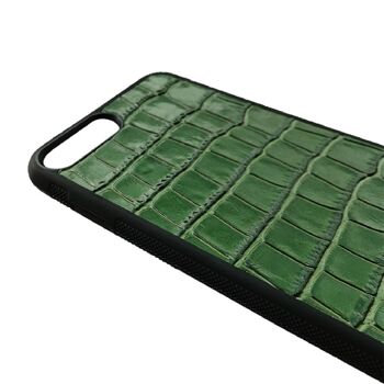 Coque Iphone 7 Plus / 8 Plus en Cuir Embossé Crocodile Vert 2