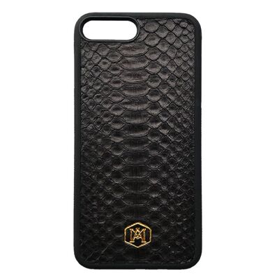 Iphone 7 Plus / 8 Plus Cover in Black Python leather