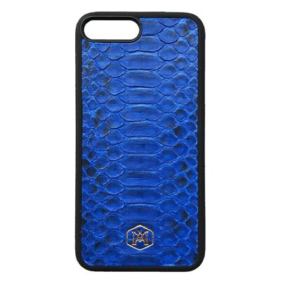 Iphone 7 Plus / 8 Plus Cover aus blauem Pythonleder