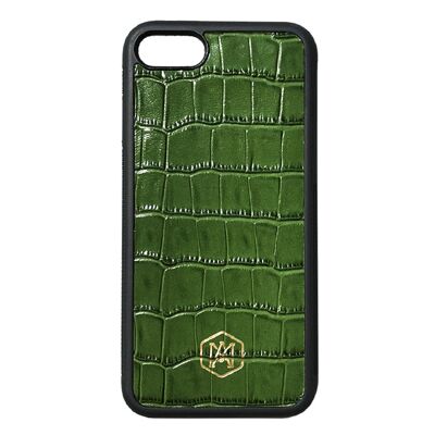 Iphone 7/8 Cover in Green Embossed Crocodile Leather