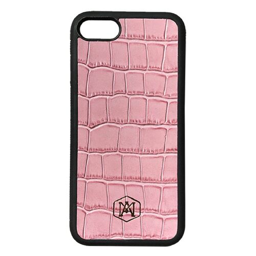 Cover Iphone 7 / 8 in pelle di Coccodrillo Goffrata Rosa