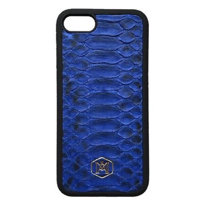Iphone 7/8 cover in Blue Python leather