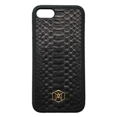 Iphone 7/8 cover in Black Python leather