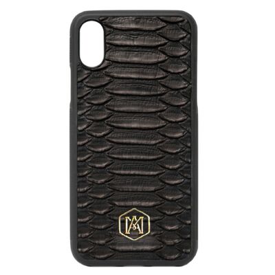 Iphone XR Cover in Black Python leather