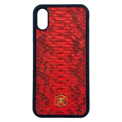 Iphone XR Cover in Red Python leather