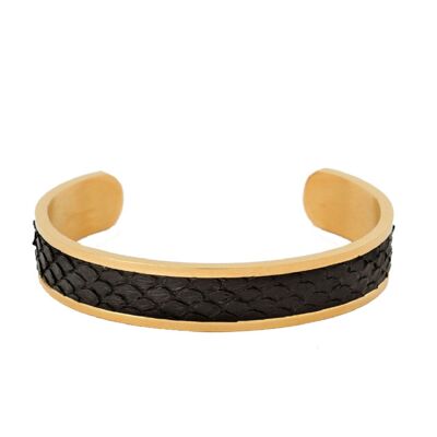 Armband aus Pythonleder in Gold und Schwarz