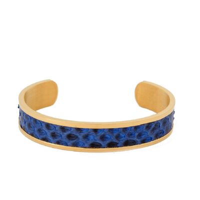 Pulsera de piel de pitón azul y oro