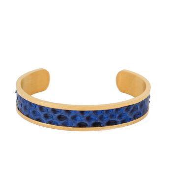 Bracelet cuir Python Or et Bleu 1