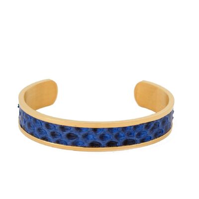 Bracelet cuir Python Or et Bleu