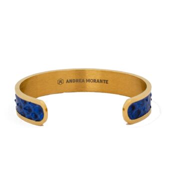 Bracelet cuir Python Or et Bleu 2