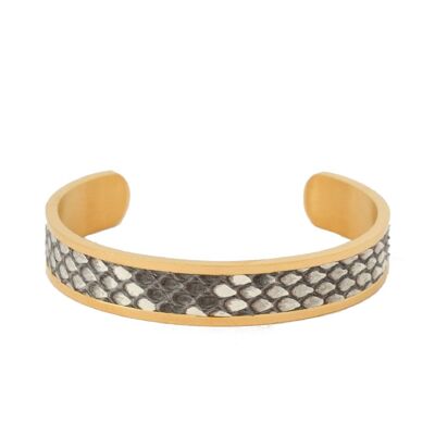 Python-Lederarmband in Gold und Weiß