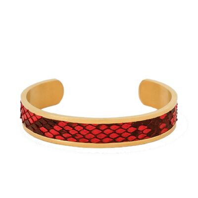 Bracelet cuir Python Or et Rouge