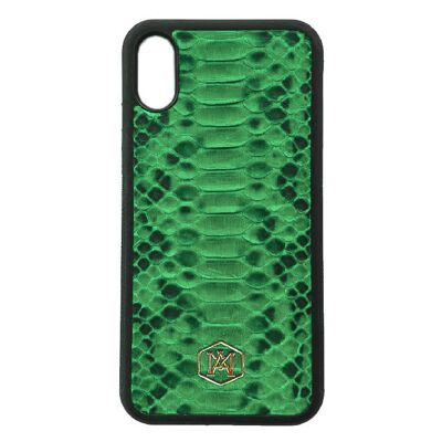 Iphone XR cover in Green Python leather