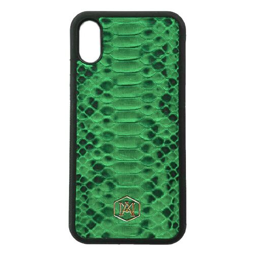 Cover Iphone XS Max in pelle di Pitone Verde