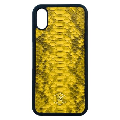 Iphone X / XS Cover in Yellow Python leather