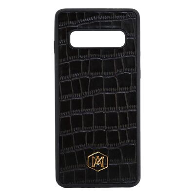 Samsung Galaxy S10 case in Black Embossed Crocodile leather