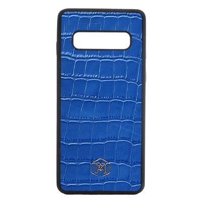 Funda para Samsung Galaxy S10 en piel de Cocodrilo Repujado Azul