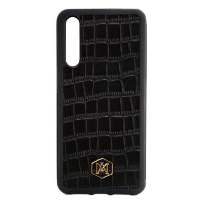 Huawei P20 Pro case in Black Embossed Crocodile leather