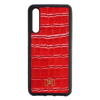 Huawei P20 Pro case in Red Embossed Crocodile leather