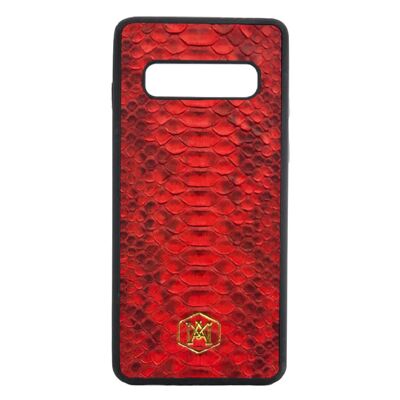 Samsung Galaxy S10 cover in Red Python leather