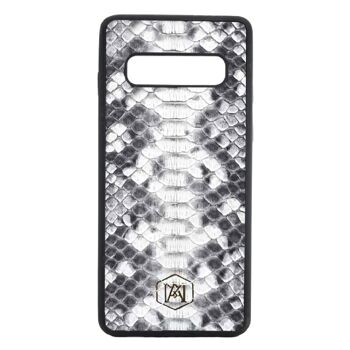 Coque Samsung Galaxy S10 en Cuir Python Blanc 1