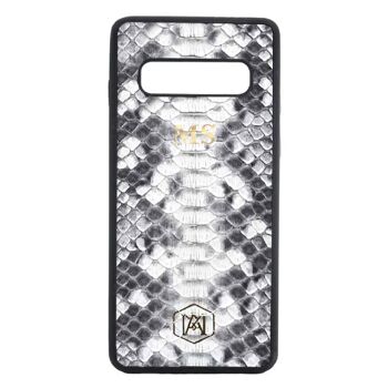 Coque Samsung Galaxy S10 en Cuir Python Blanc 3