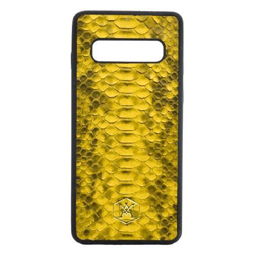 Cover Samsung Galaxy S10 in pelle di Pitone Gialla