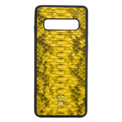 Samsung Galaxy S10 cover in Yellow Python leather