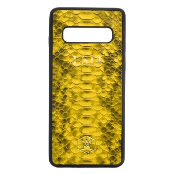 Coque Samsung Galaxy S10 en cuir Python Jaune 3