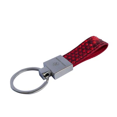 Keychain in Red Python leather