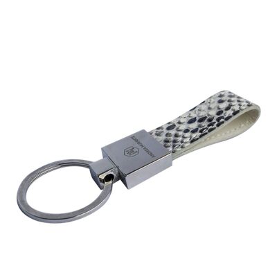 Porte-clés en cuir Python Blanc