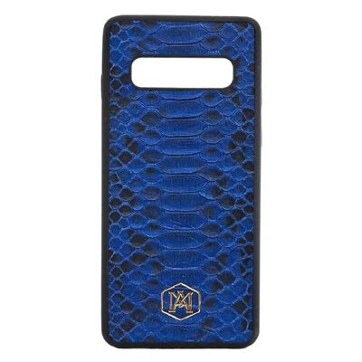 Cover Samsung Galaxy S10 Plus in pelle di Pitone Blu