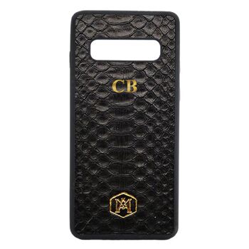 Coque Samsung Galaxy S10 Plus en Cuir Python Noir 3