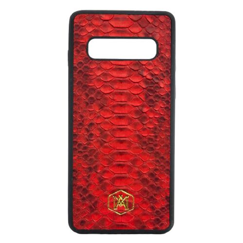 Cover Samsung Galaxy S10 Plus in pelle di Pitone Rosso