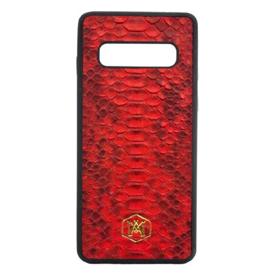 Coque Samsung Galaxy S10 Plus en peau de python rouge