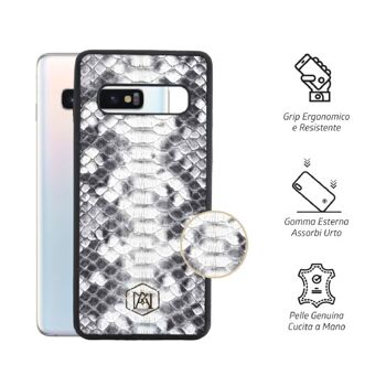 Coque Samsung Galaxy S10 Plus en Cuir Python Blanc 2