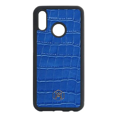 Huawei P20 Lite cover in Blue Embossed Crocodile leather