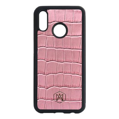 Huawei P20 Lite Hülle aus rosa geprägtem Krokodilleder
