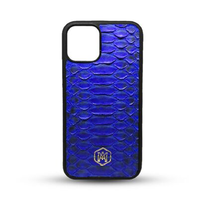 Iphone 11 Pro cover in Blue Python leather