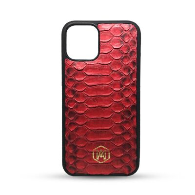 Iphone 11 Pro cover in Red Python leather