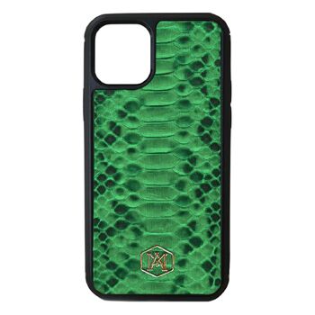 Coque Iphone 11 Pro en cuir Python Vert 1