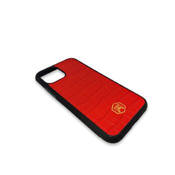 Coque Iphone 11 Pro en Cuir Crocodile Embossé Rouge 5