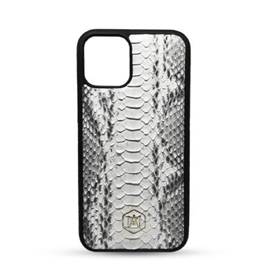 Cover Iphone 11 Pro Max in pelle di Pitone Bianca