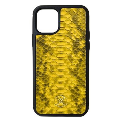 Coque Iphone 11 Pro Max en cuir Python Jaune