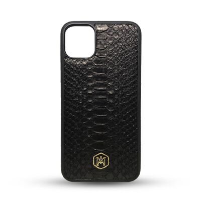 Iphone 11 Pro Max Cover in Black Python leather