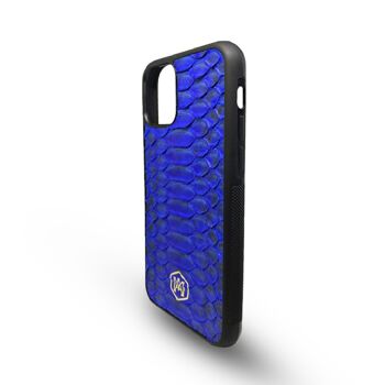 Coque Iphone 11 en cuir Python Bleu 3