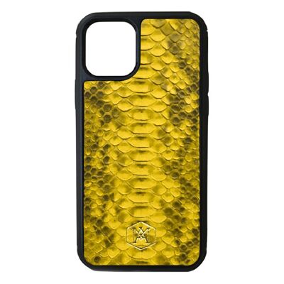 Iphone 11-Hülle aus gelbem Python-Leder