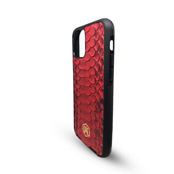 Coque Iphone 11 en cuir Python Rouge 3