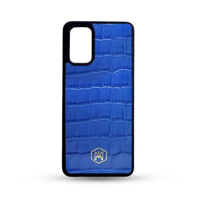 Funda para Samsung Galaxy S20 Plus en Piel de Cocodrilo Repujada Azul